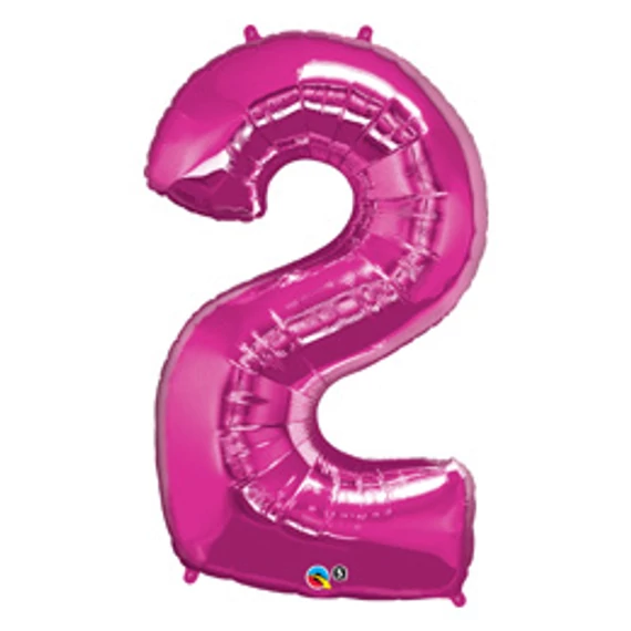 34 inch-es Number 2 Magenta - Rózsaszín Számos Fólia Lufi
