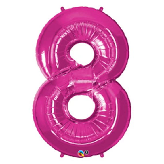 34 inch-es Number 8 Magenta - Rózsaszín Számos Fólia Lufi