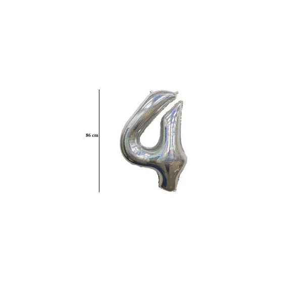 34 inch-es 4 Csillogó Ezüst - Laser Silver Számos Super Shape Fólia Lufi