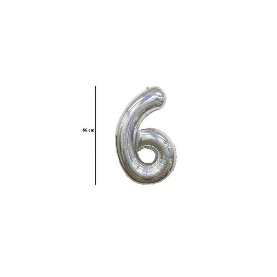 34 inch-es 6 Csillogó Ezüst - Laser Silver Számos Super Shape Fólia Lufi