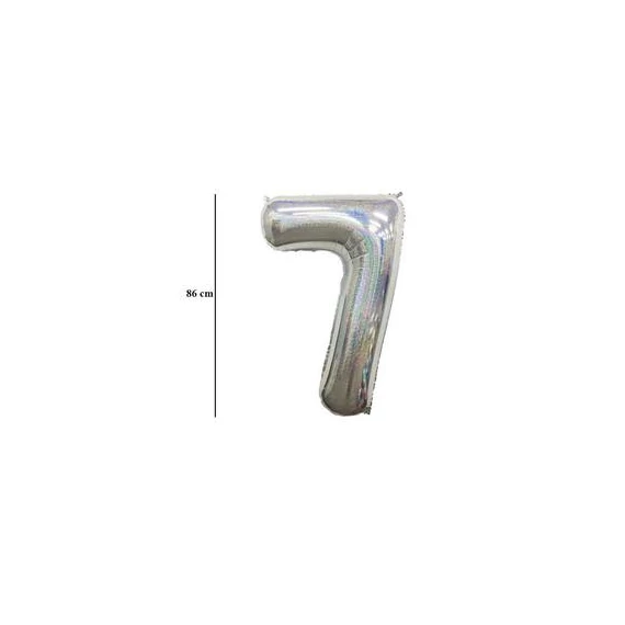 34 inch-es 7 Csillogó Ezüst - Laser Silver Számos Super Shape Fólia Lufi
