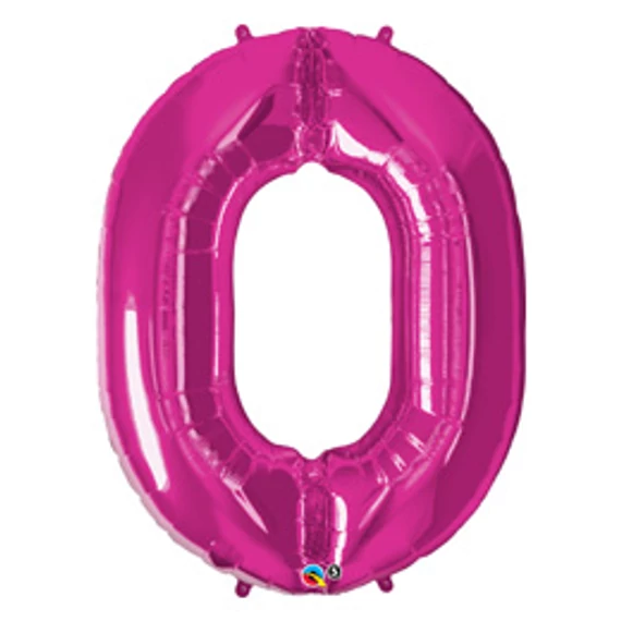 34 inch-es Number 0 Magenta - Rózsaszín Számos Fólia Lufi
