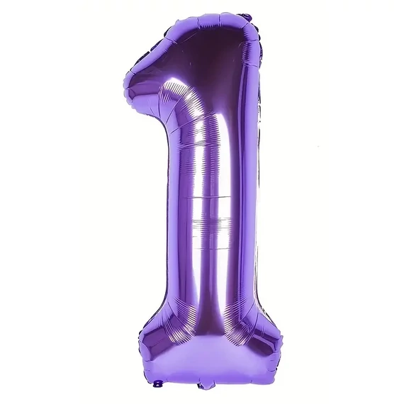 Lila 1. szám fólia lufi, 81 cm