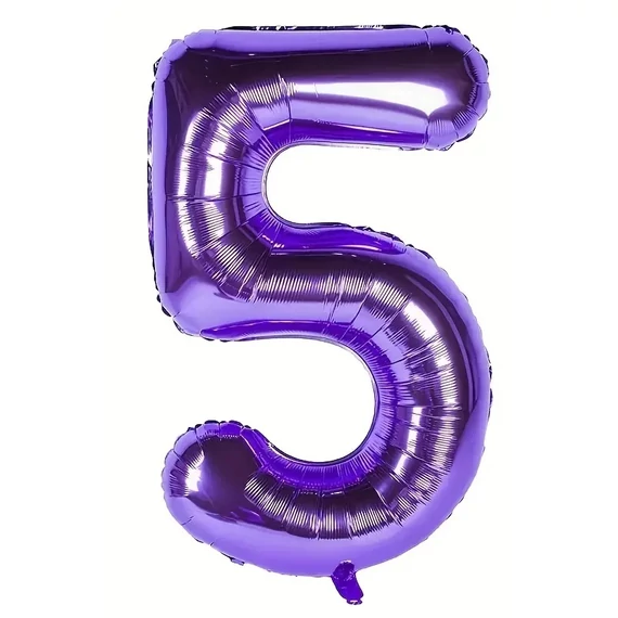 Lila 5. szám fólia lufi, 81 cm