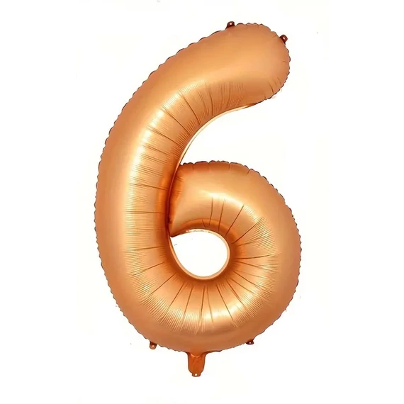 Narancssárga 6. szám fólia lufi, 86 cm