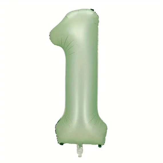 Oliva zöld 1. szám fólia lufi, 86 cm