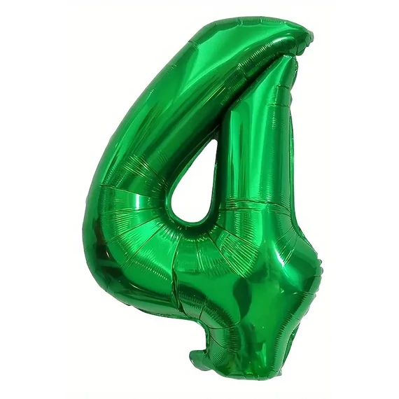 Sötét zöld csillogó 4. szám fólia lufi, 81 cm