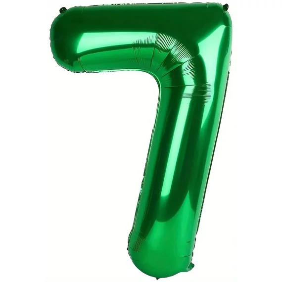Sötét zöld csillogó 7. szám fólia lufi, 81 cm