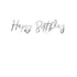 Kép 1/6 - Banner, Happy birthday, ezüst, 16.5 cm x 62cm