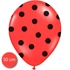 Kép 1/3 - Pöttyös latex léggömb,30cm, piros-fekete - 10 db/csomag